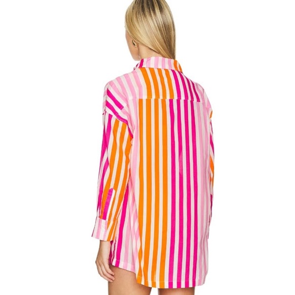 Beach Riot Alexa Striped Button Down Shirt in Sunset Size S/M Swim Coverup - Picture 10 of 11
